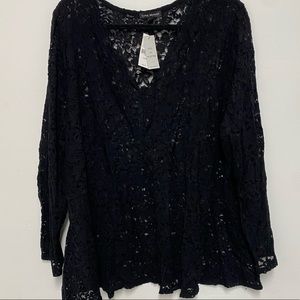 Plus Size Lace Peplum Top 26/28 NWT